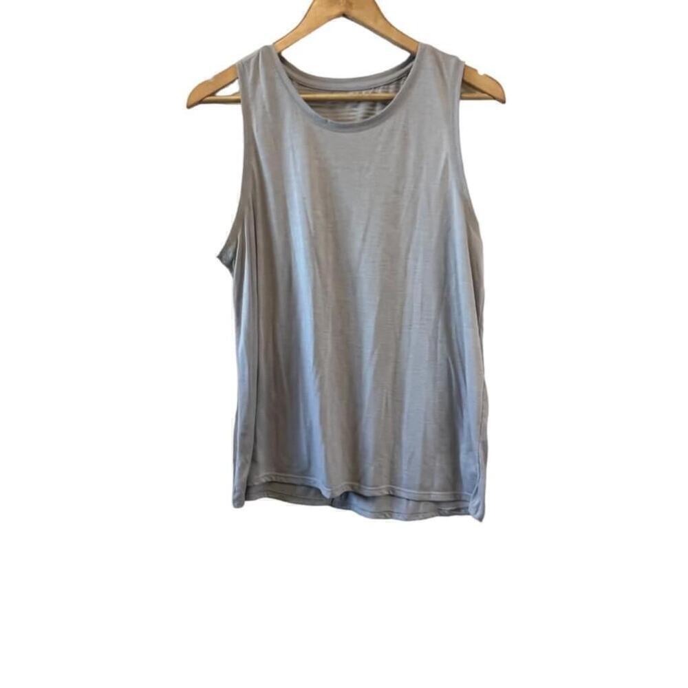 Athletic Open Back Tank Top Gray Sleeveless Workout Yoga Gym Size Large - Picture 2 of 8